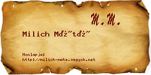 Milich Máté névjegykártya